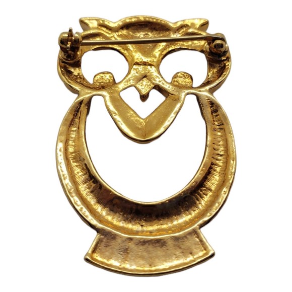 Vintage Gold Tone Owl Brooch Pin - Picture 3 of 4